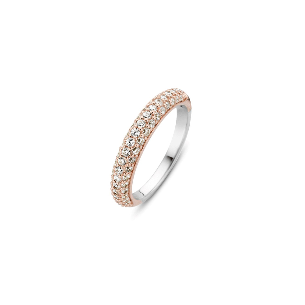 Ti Sento Milano Ring Ring with Zircons in Rose Silver