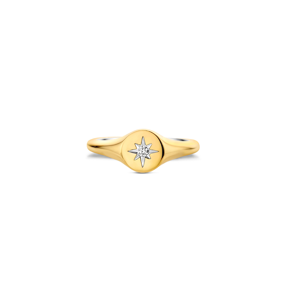 Ti Sento Milano Polar Star Ring Gold Plated Stars Collection with Cubic Zirconia