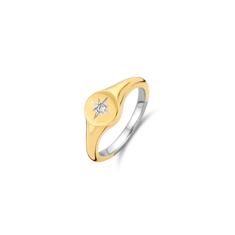 Ti Sento Milano Polar Star Ring Gold Plated Stars Collection with Cubic Zirconia