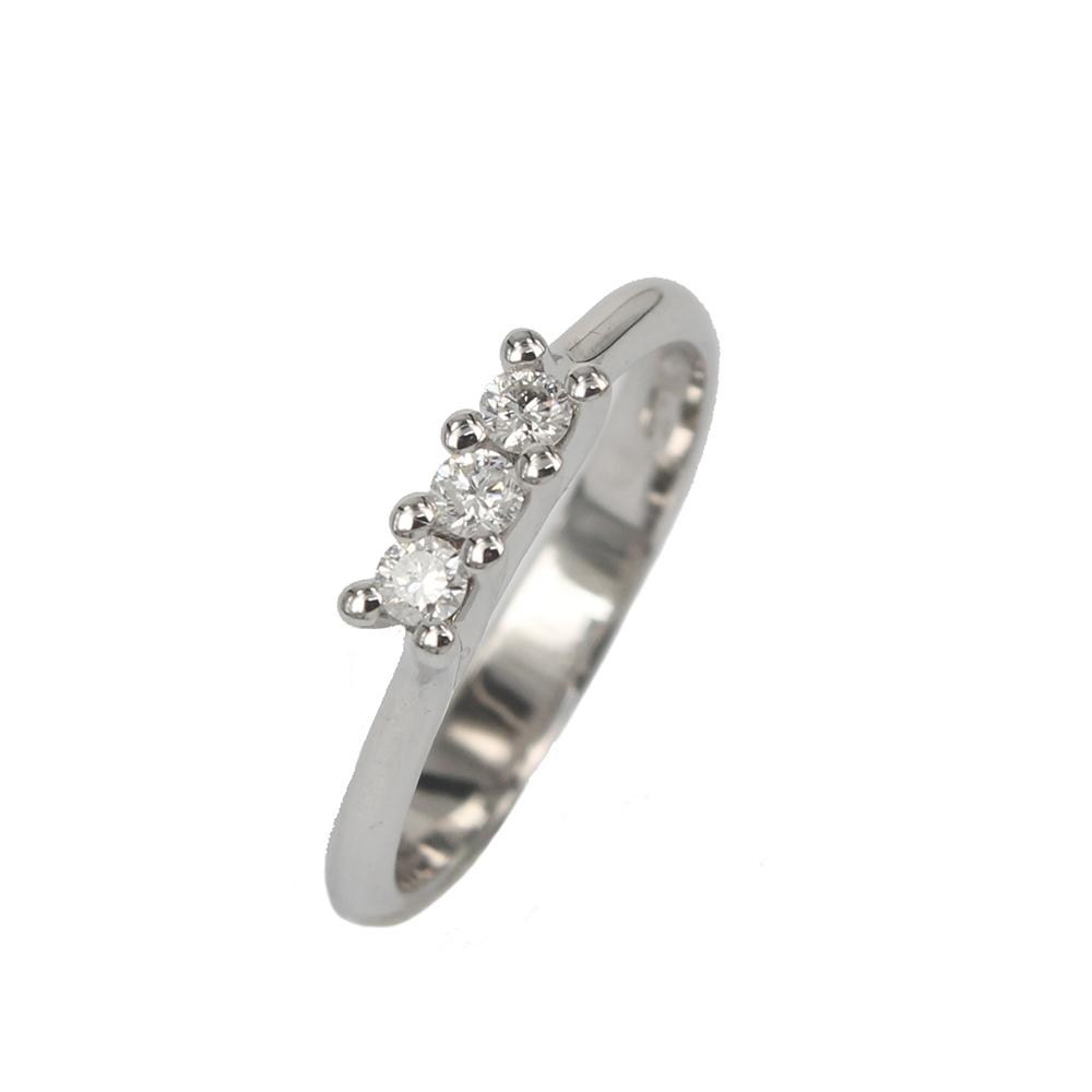 Trilogy Fabio Ferro Ring in White Gold with Brilliant Cut Diamonds 0.18 Carat