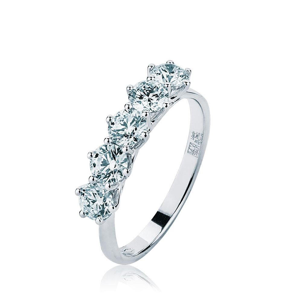 Veretta Di Valenza Jewelry White Gold Ring With 5 Diamonds of 0.48 Carats