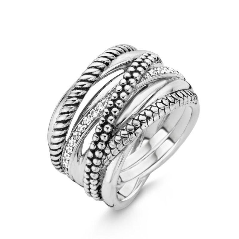 Women's Ring Ti Sento Milano Crossed Band In Silver