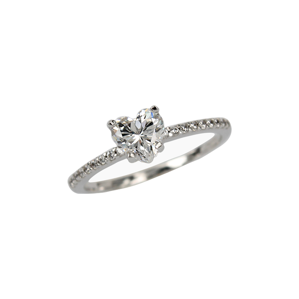Fabio Ferro Heart Solitaire Ring in White Gold with Zircons
