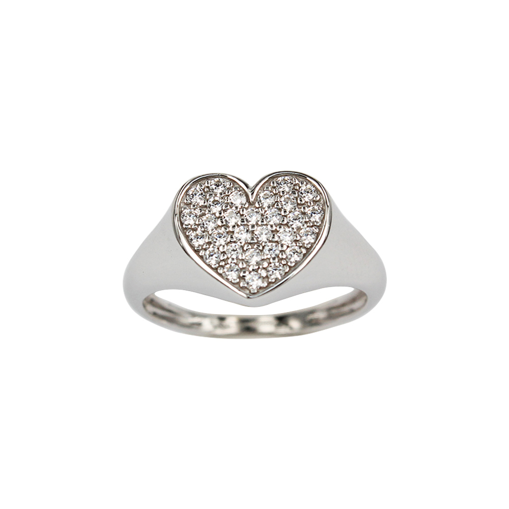 Fabio Ferro Pavè Cubic Zirconia Heart Ring in White Gold Fabio Ferro Pavè Cubic Zirconia Heart Ring in White Gold