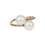 Fabio Ferro Duetto ring in pink gold with pearls and zircons