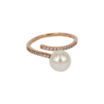 Fabio Ferro Snake Pearl Ring in Rose Gold with Zircons