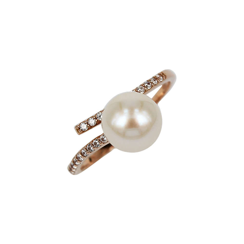 Fabio Ferro Snake Pearl Ring in Rose Gold with Zircons