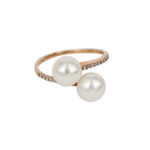 Fabio Ferro Contrariè Pearls Ring in Rose Gold and Zircons
