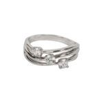 Fabio Ferro Trilogy Wave Ring in White Gold with Zircons