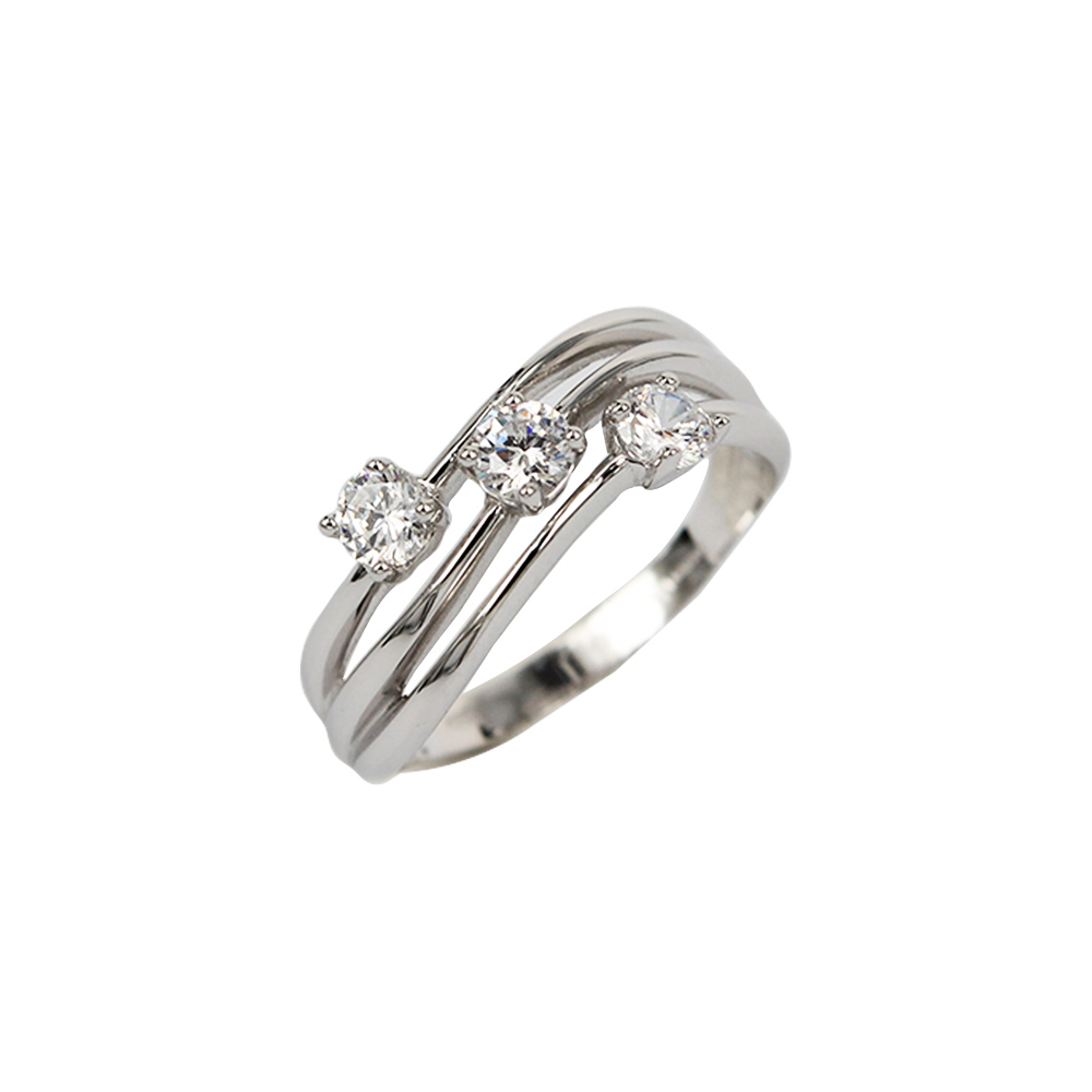 Fabio Ferro Trilogy Wave Ring in White Gold with Zircons