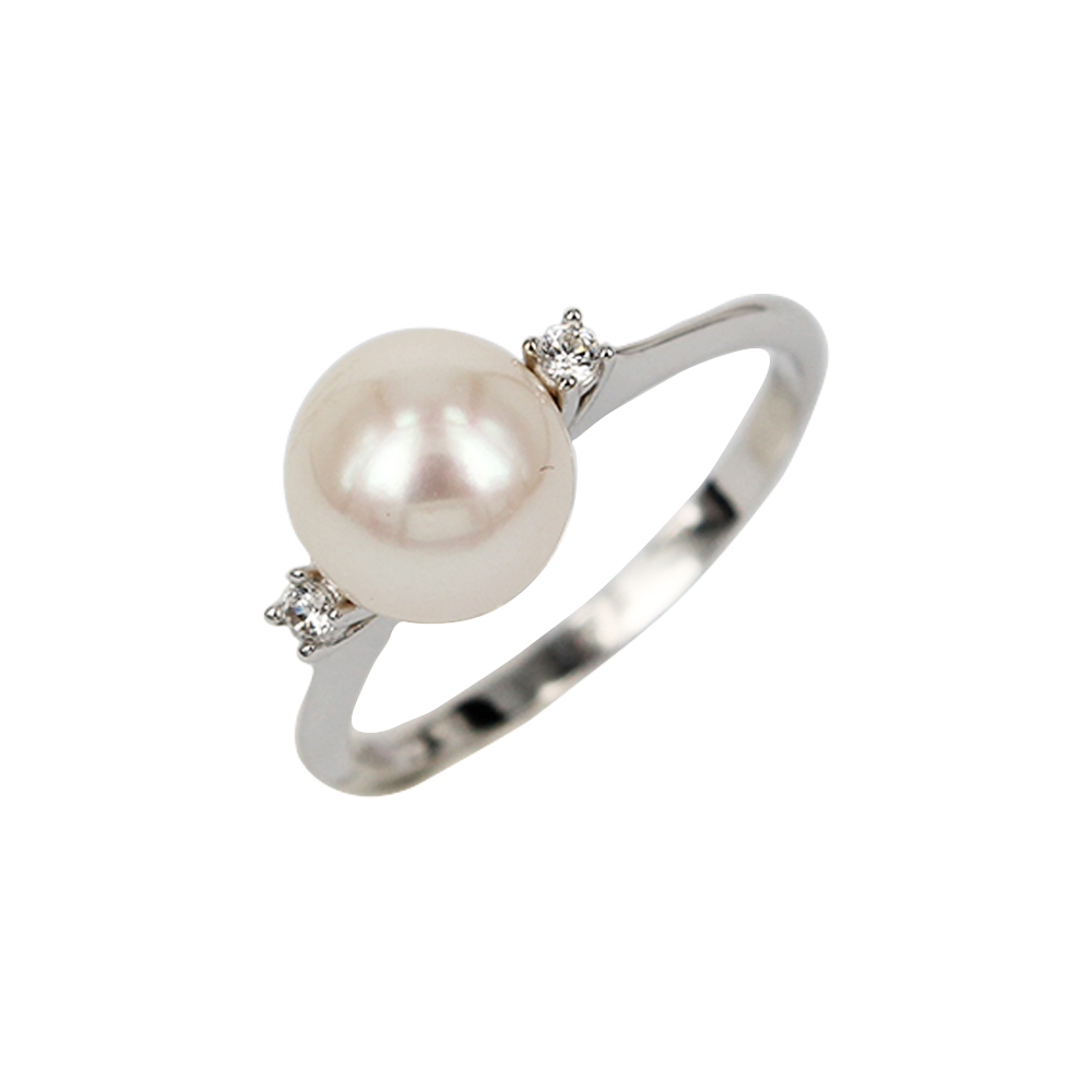 Fabio Ferro Duo ring with Pearl in White Gold and Zircons