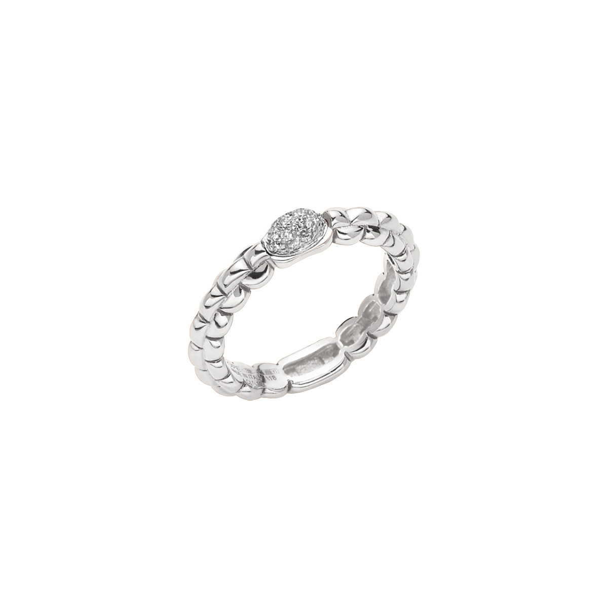 Anello Fope Collezione Eka in Oro Bianco con Diamanti
