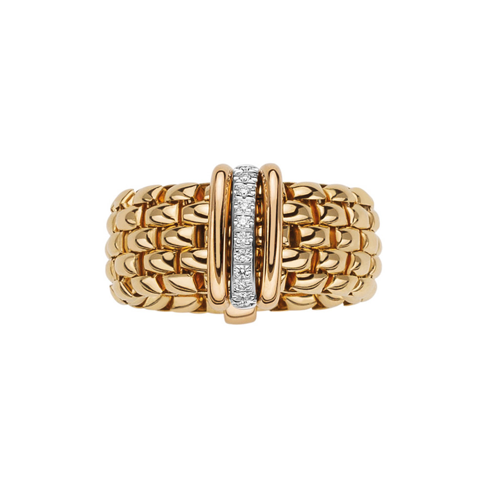 Fope Flex It Panorama Collection Ring aus Weiß- und Gelbgold mit Diamanten