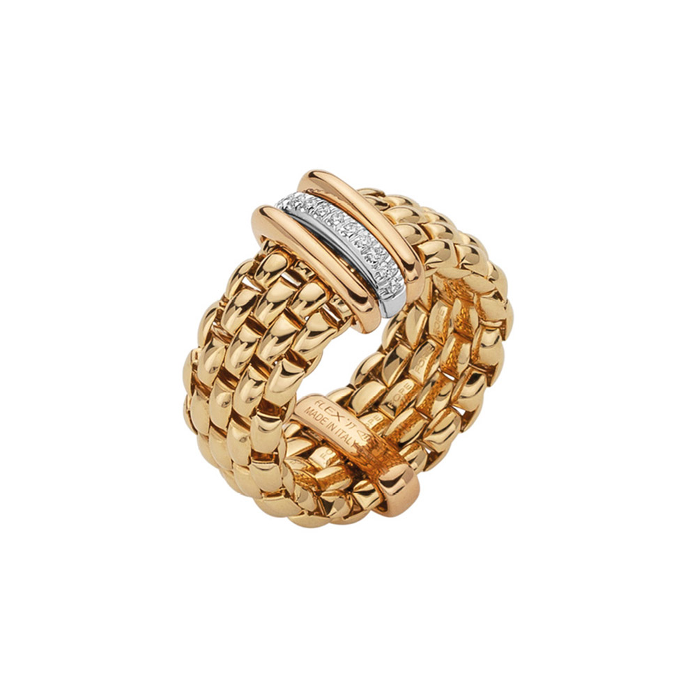 Fope Flex It Panorama Collection Ring aus Weiß- und Gelbgold mit Diamanten