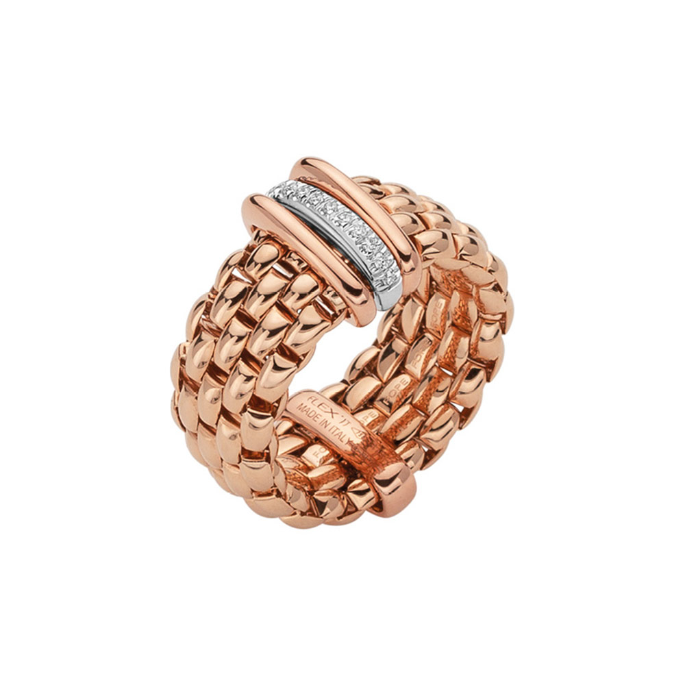 Fope Flex It Panorama Collection Ring aus Weiß- und Roségold mit Diamanten