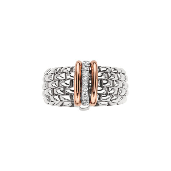 Fope Flex It Ring Panorama Collection in White and Rose Gold Size Medium
