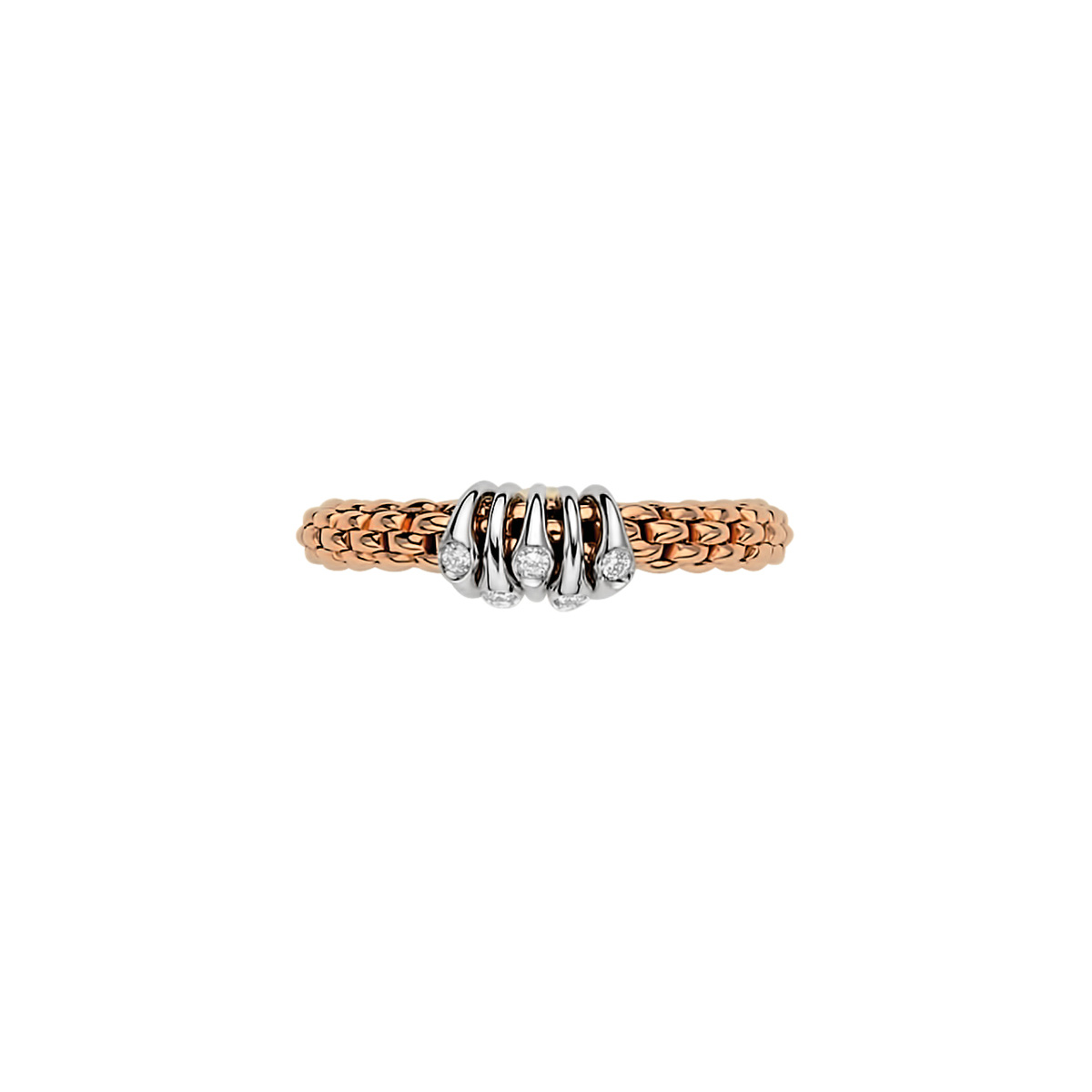 Fope Ring Prima Flex It Collection in Rose Gold with Diamonds