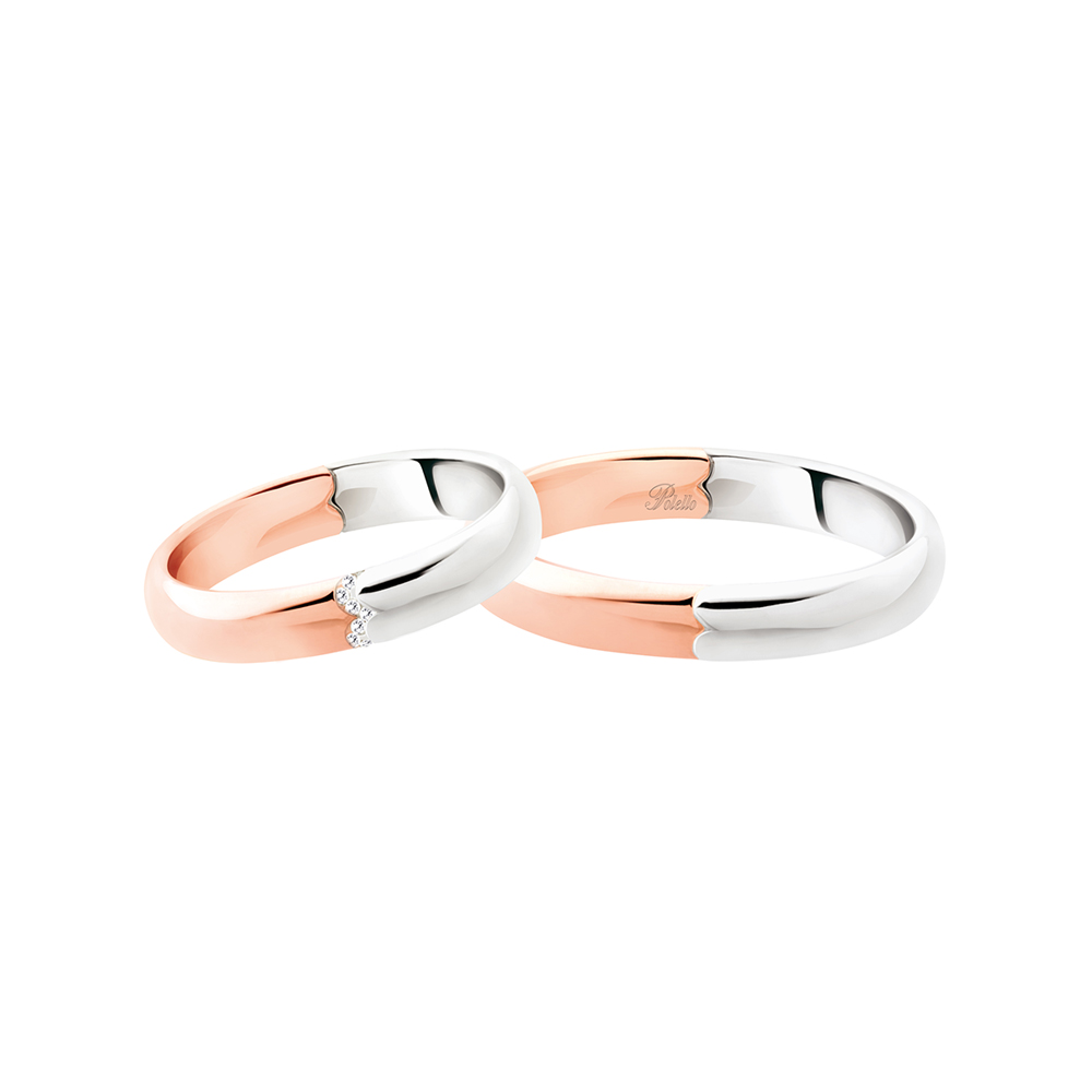 Pair Polello Wedding Rings in White and Rose Gold Collection We Have Wedding Ring with Diamonds