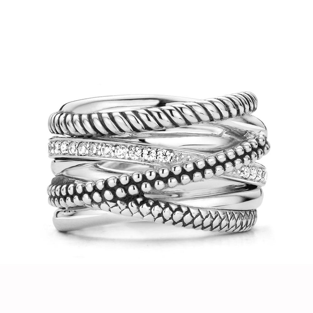 Women's Ring Ti Sento Milano Crossed Band In Silver