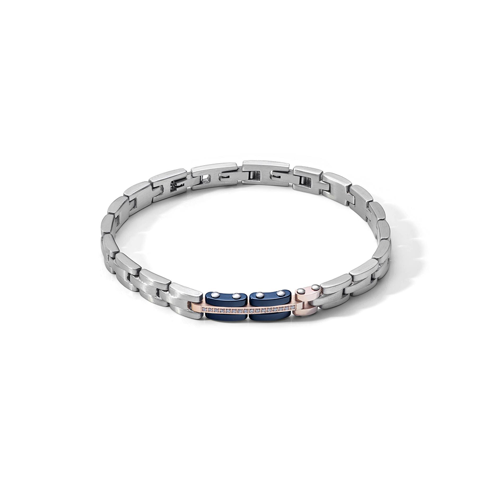 Comets Jewelry Bracelet in Polished and Satin Stainless Steel with Zircons