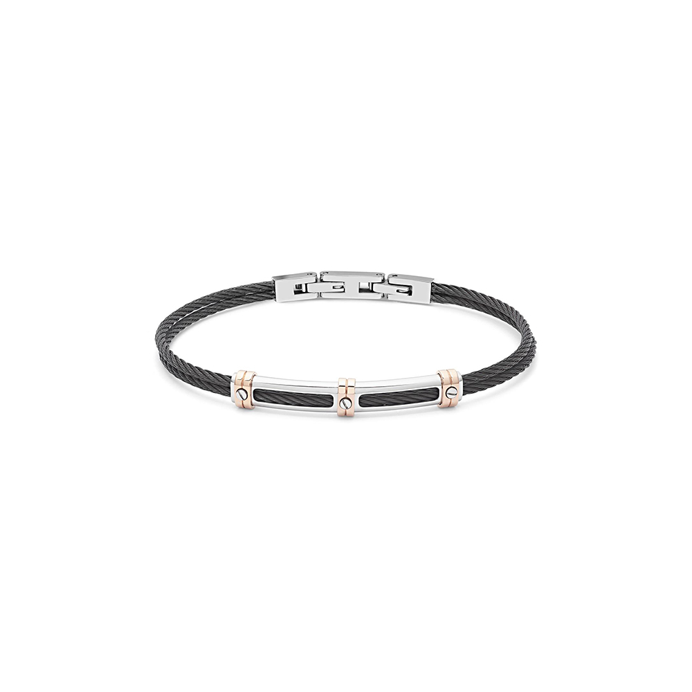 Comete Gioielli Bracelet in Polished Steel and Black PVD