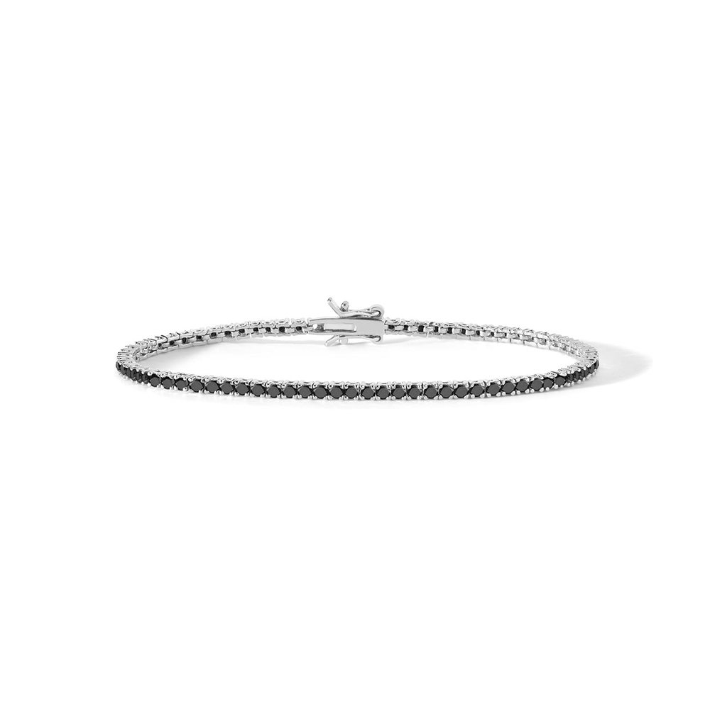 Comet Jewelry Tennis Bracelet in Silver and Black Zircons