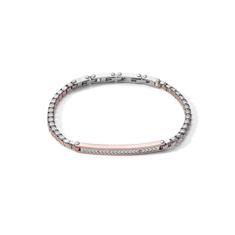 Comete Jewels Stainless Steel and Pink PVD Bracelet with Black Cubic Zirconia