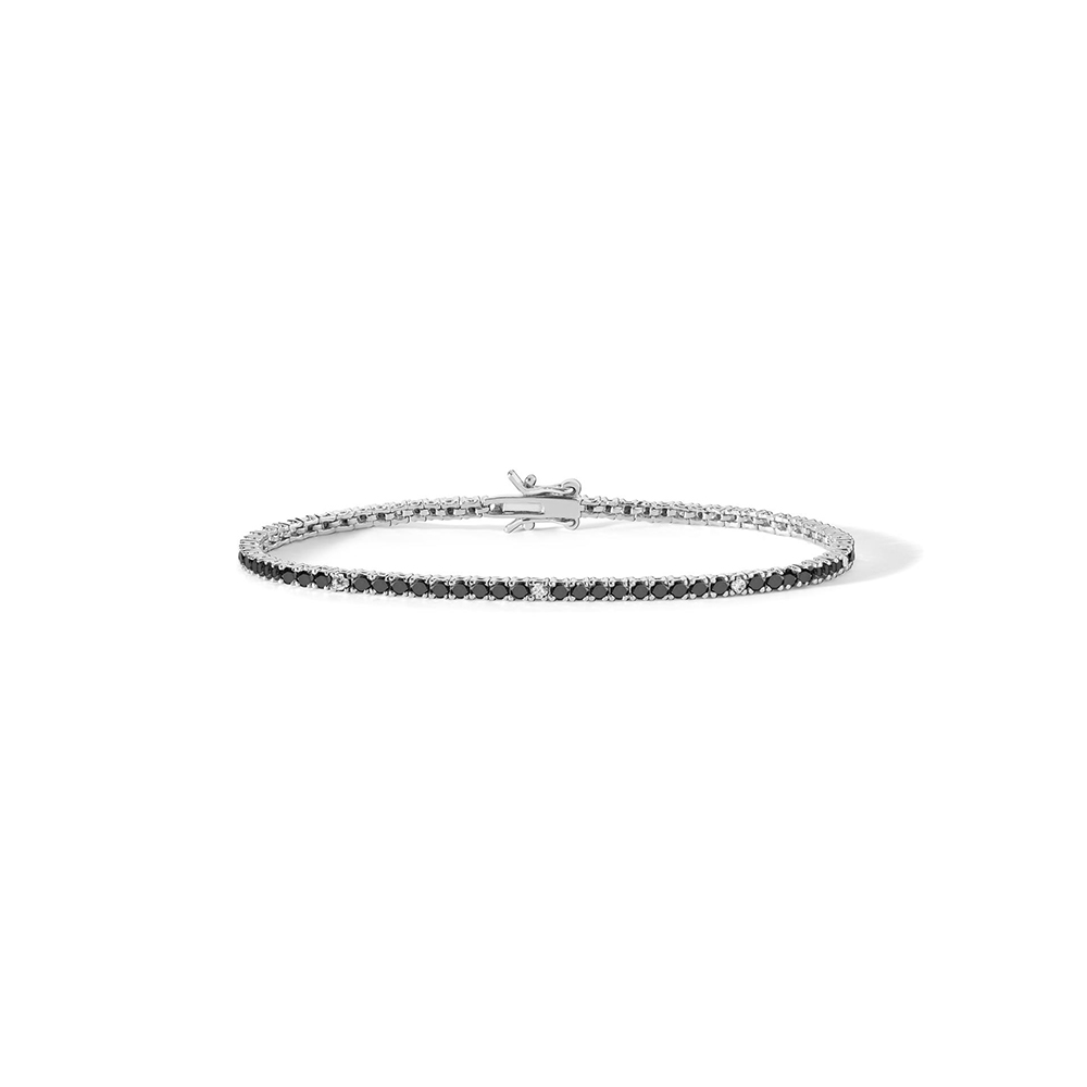 Comete Jewelry Tennis Bracelet with Black and White Zircons 19 cm