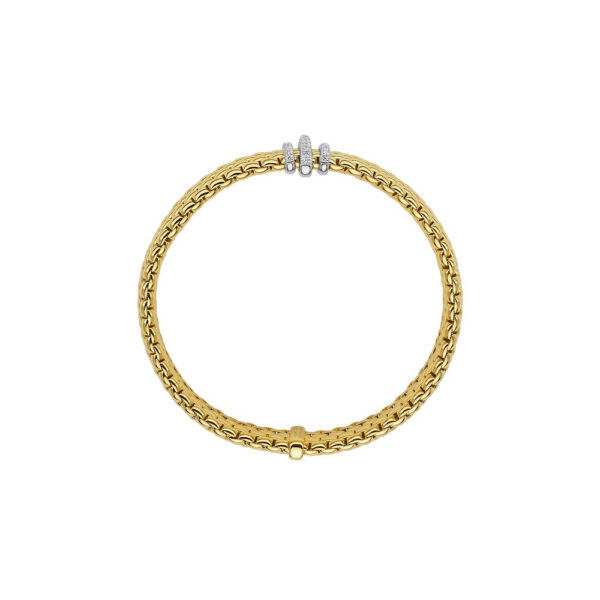 Fope Flex It Panorama Collection Bracelet in Yellow and White Gold with Diamond Pave