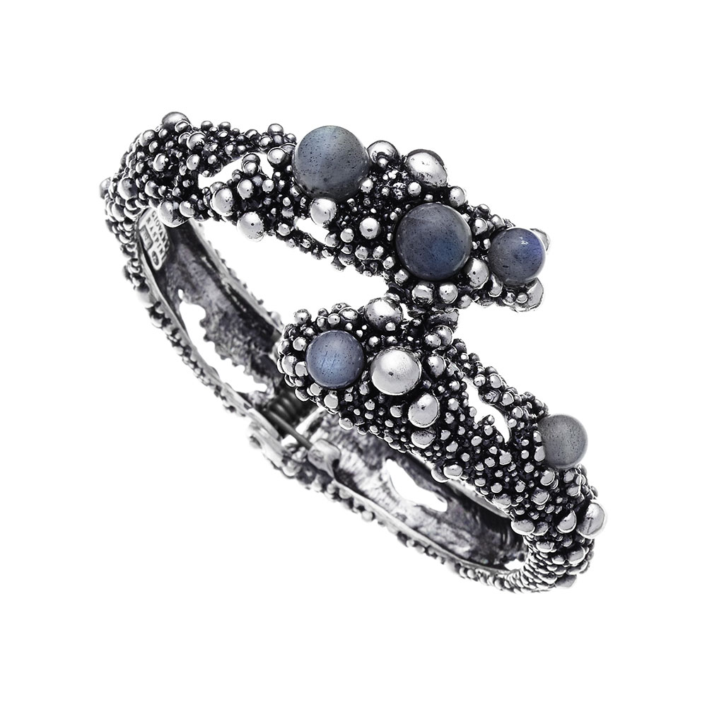 Giovanni Raspini 925 Sterling Silver Bangle Bracelet With Labradorite New Milky Way Collection