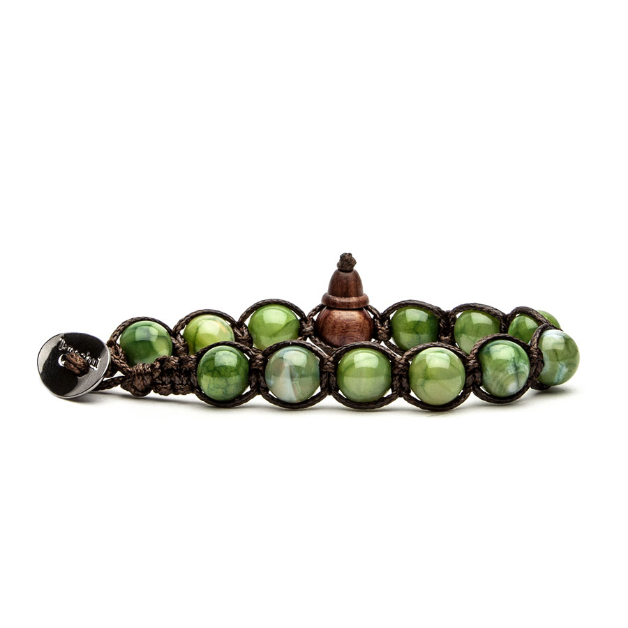 Tibetan Tamashii Bracelet in Mint Green Agate