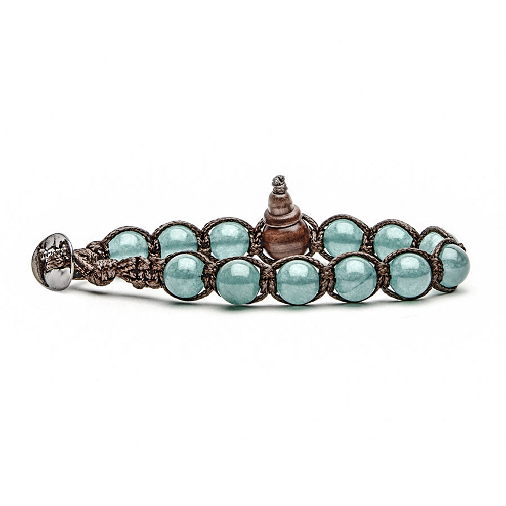 Original Tibetan Tamashii Bracelet in Jade Green Lake Brown Lace