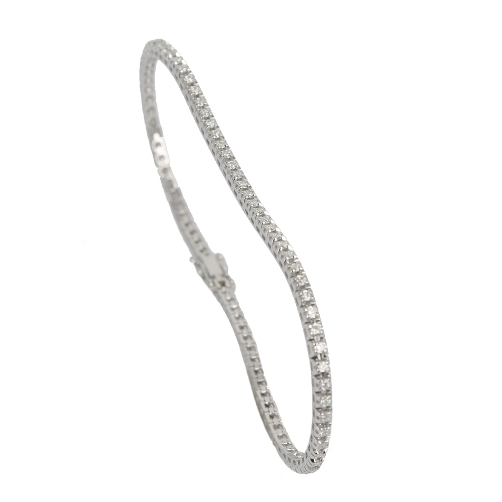 White Gold Tennis Women's Bracelet With White Brilliant Diamonds 1.05 Carat