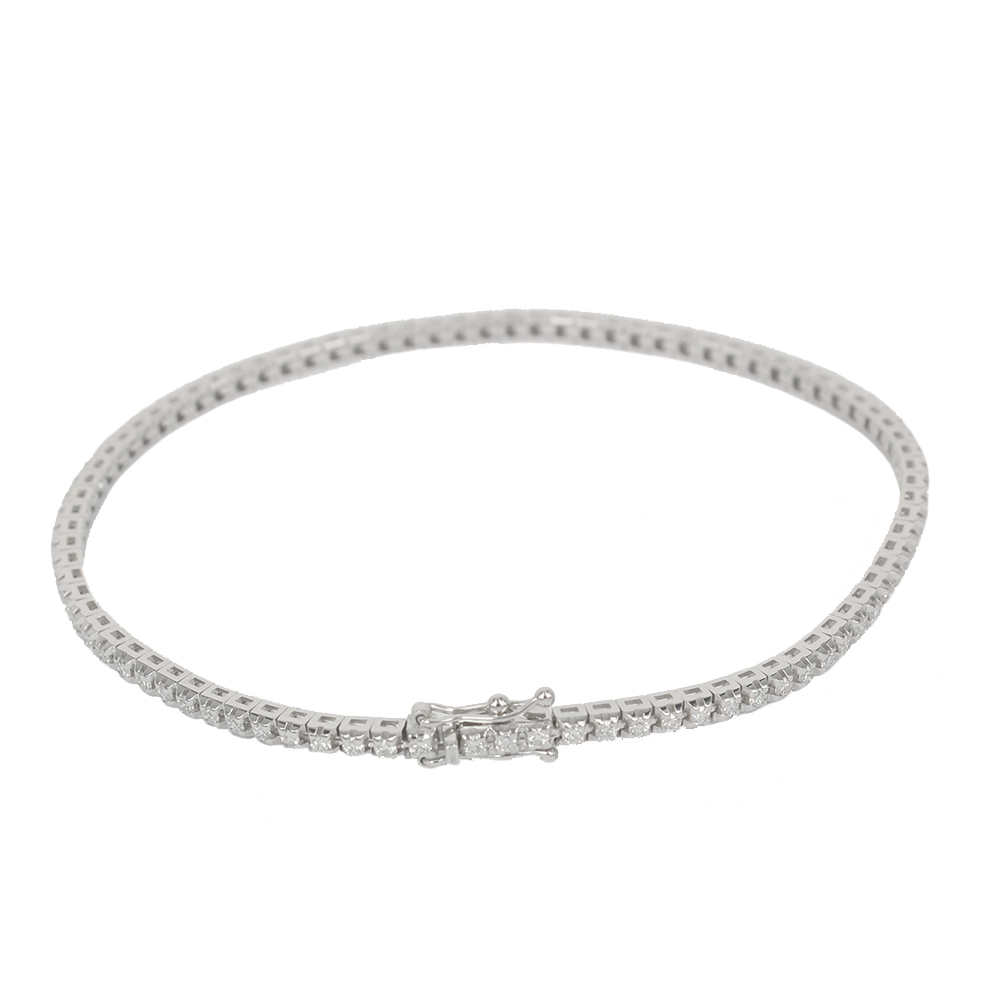 White Gold Tennis Women's Bracelet With White Brilliant Diamonds 1.05 Carat