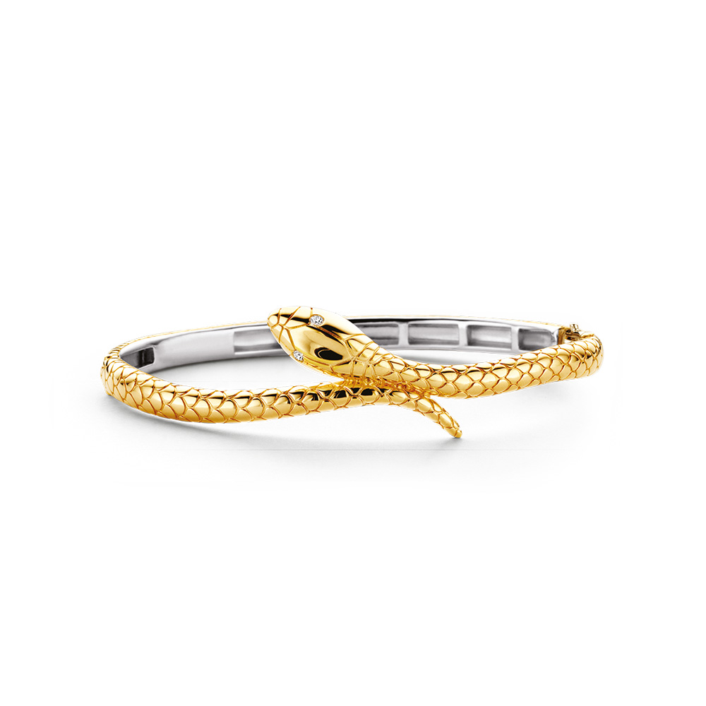 Ti Sento Milano Bangle Snake Bracelet in Silver Plated Yellow Gold