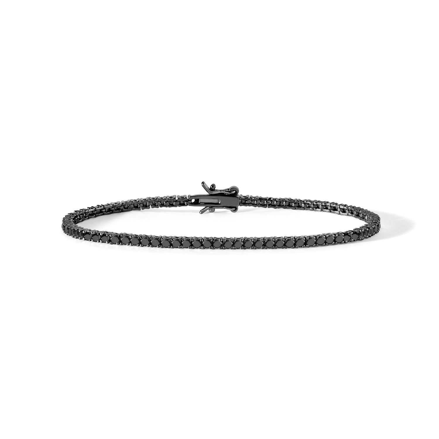 Comete Jewellery Herren-Tennisarmband mit Silberüberzug und schwarzen Zirkonen