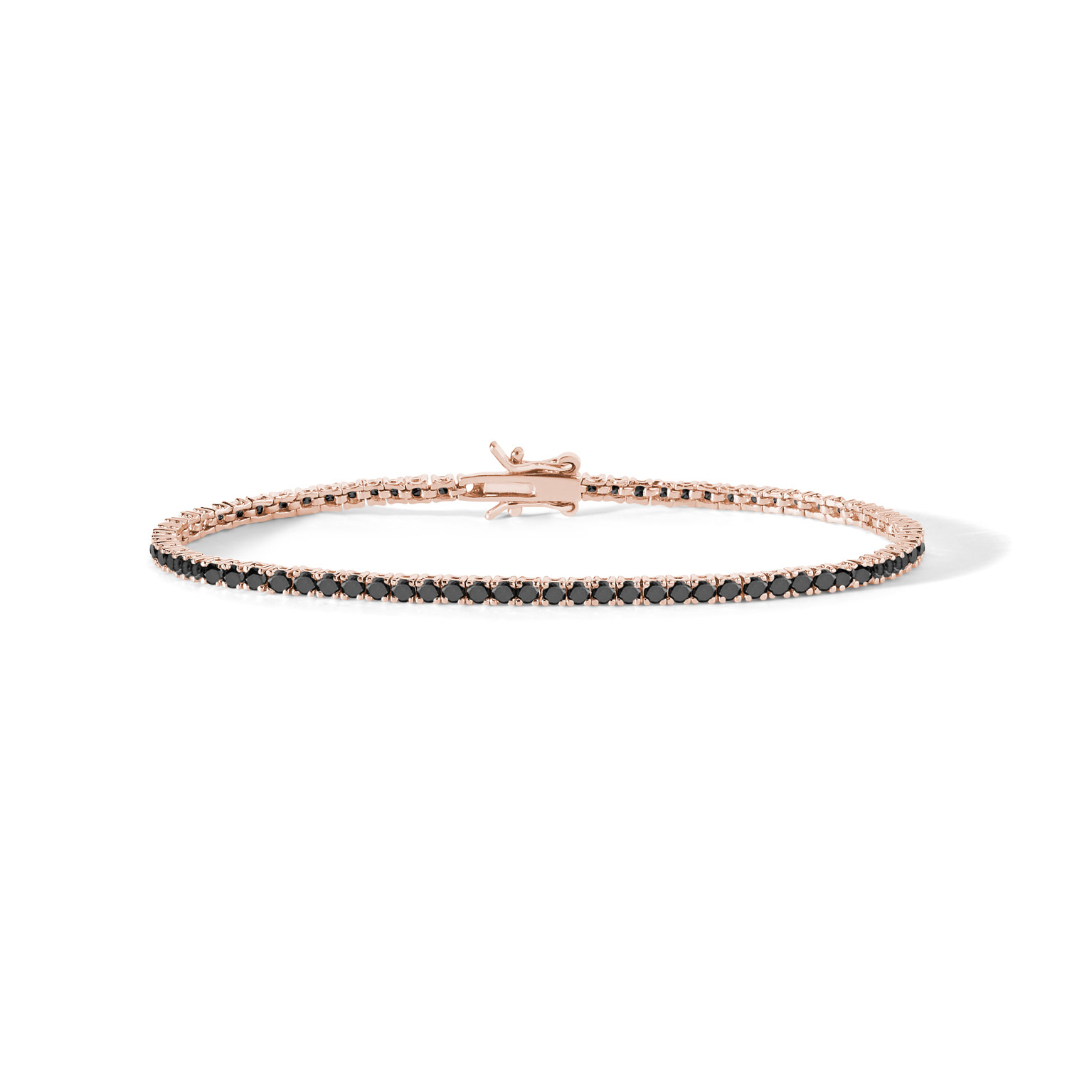 Comete Jewellery Herren Tennisarmband aus roséfarbenem Silber mit schwarzen Zirkonen