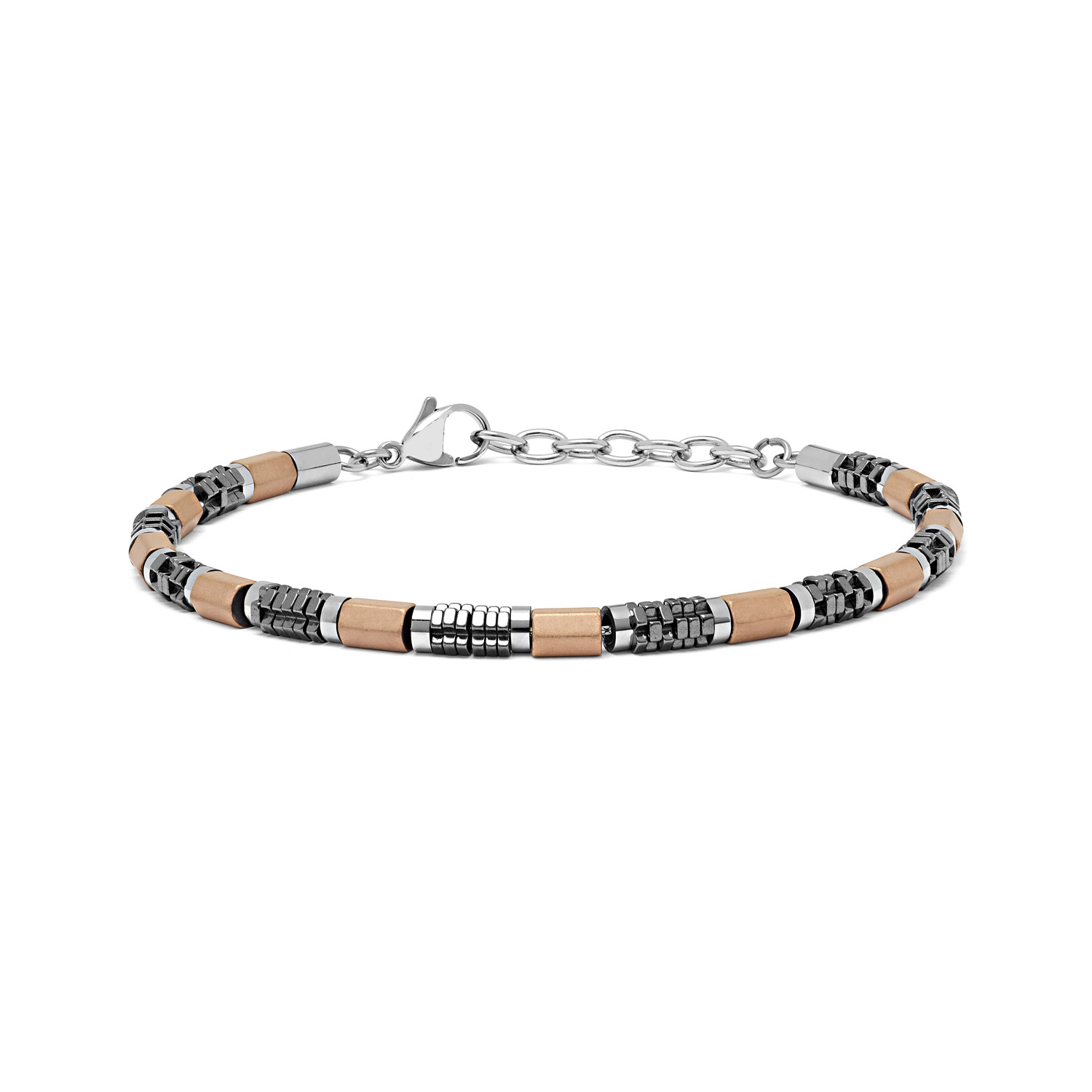 Comete Jewellery Hämatit und Stahl Armband für Männer