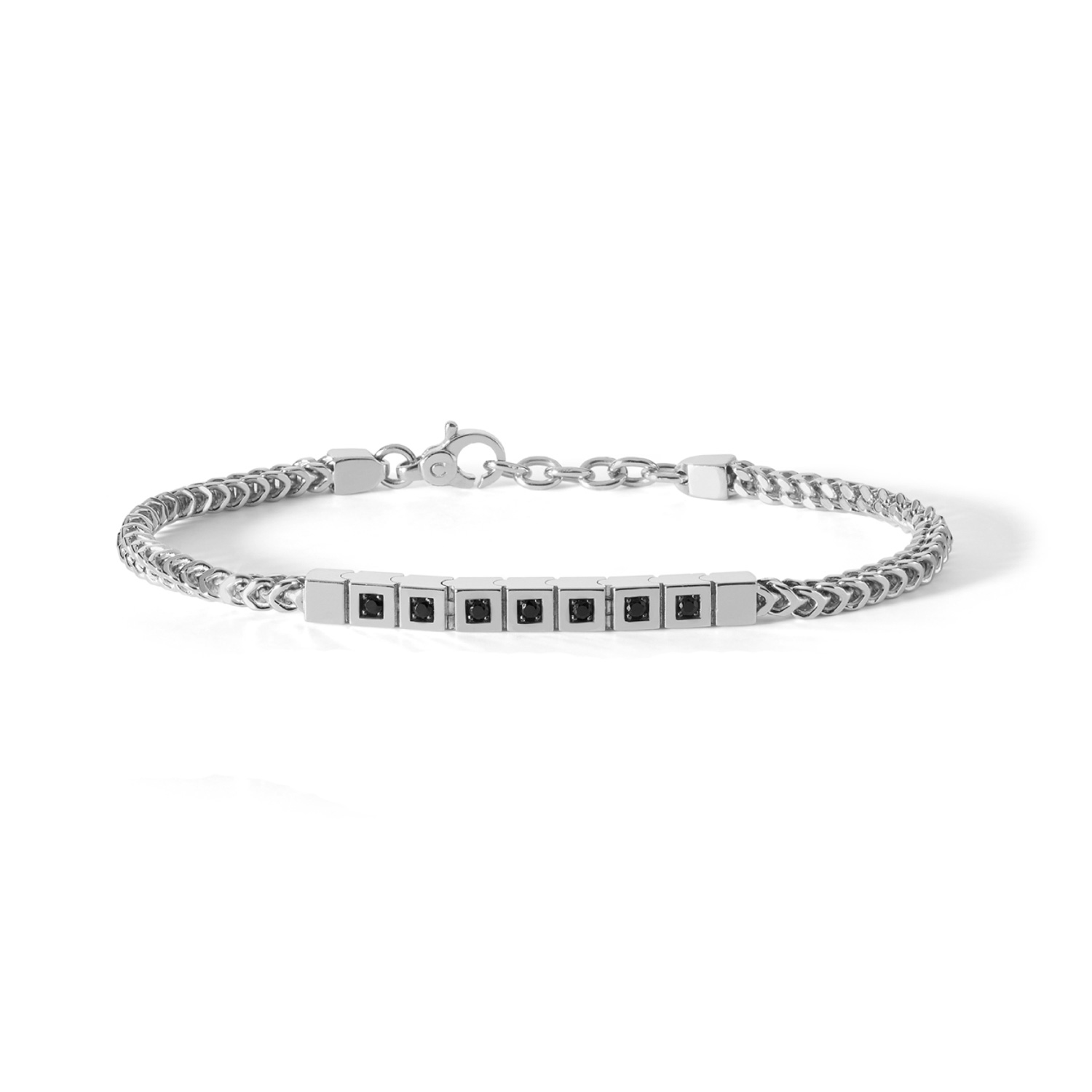 Comete Jewellery Herren-Tennisarmband aus Silber und schwarzen und weißen Zirkonen