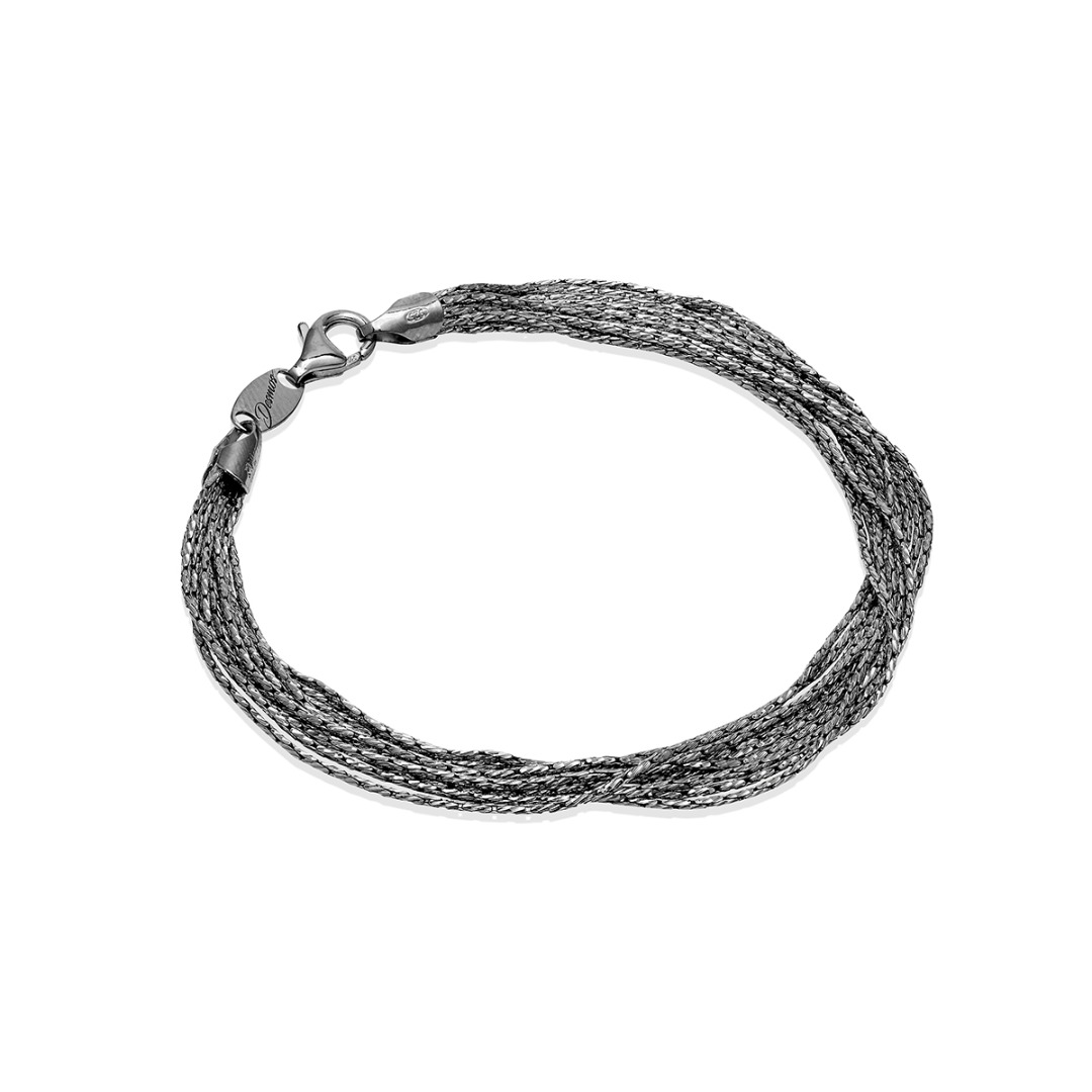 Desmos Bracelet Burnished Strands in Silver Length 16.5 cm