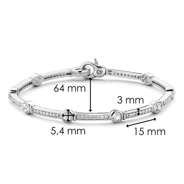 Ti Sento Milano 925 Semirigid Silber Damenarmband mit kubischen Zirkonen und Lichtpunkten