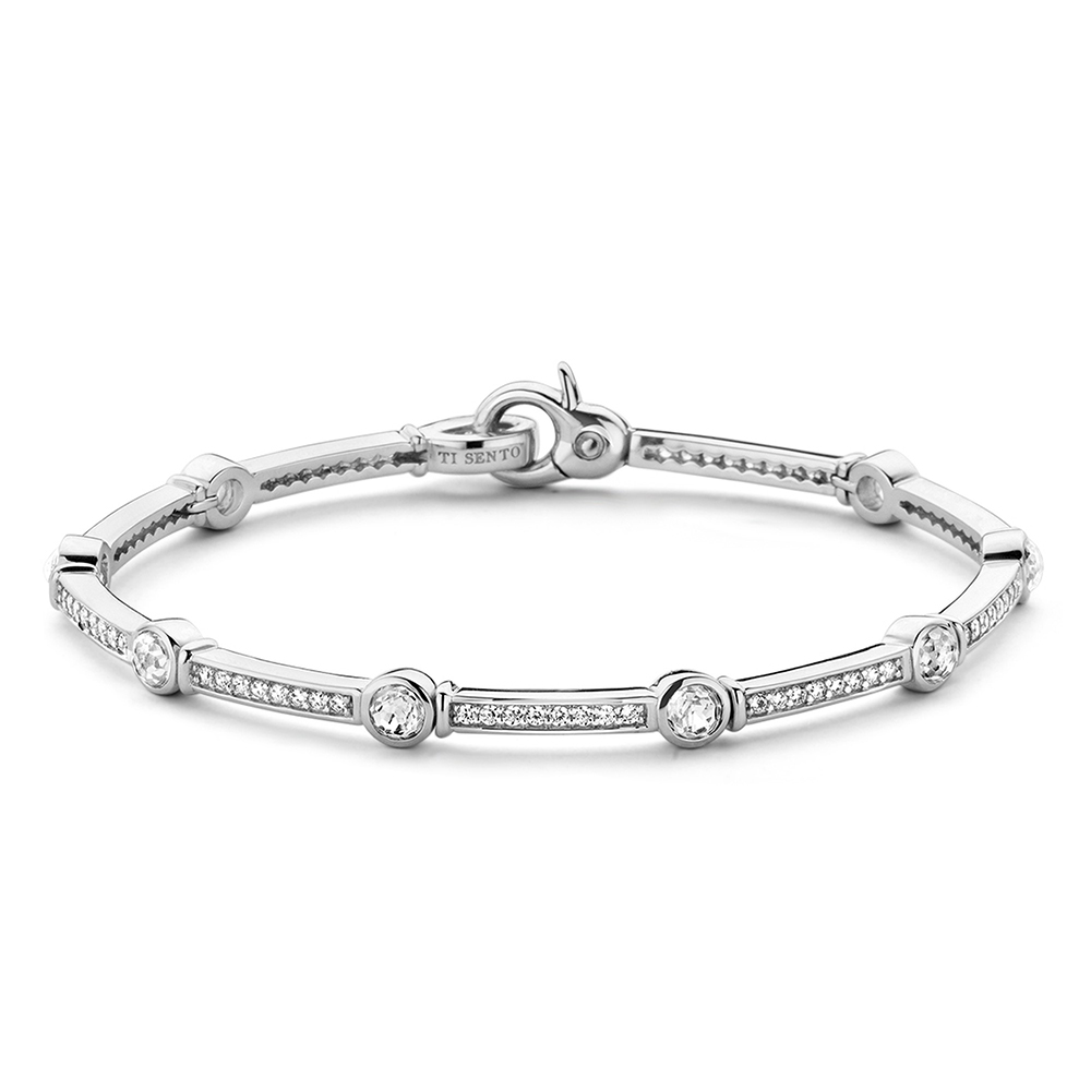 Women's 925 Semirigid Silver Bracelet With Cubic Zirconia and Points of Light Ti Sento Milano