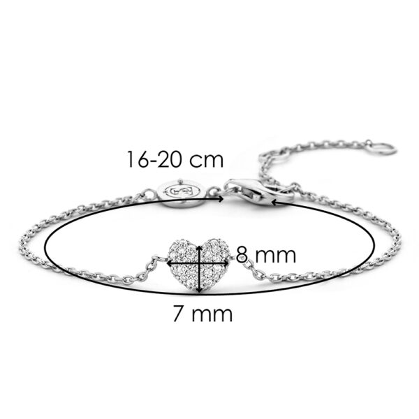 Women's 925 Sterling Silver Ti Sento Milano Bracelet With Heart Doubleface In Zircons New Collection