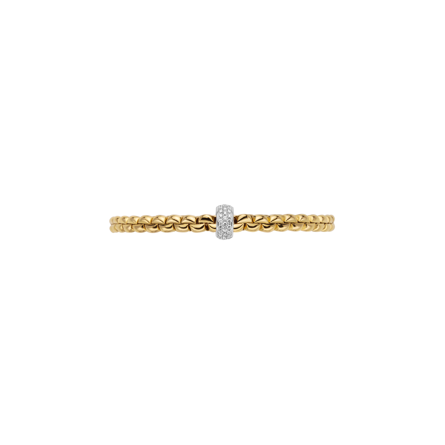 Fope Flex It Armband Eka Kollektion in Gelb- und Weißgold und Diamant Pave