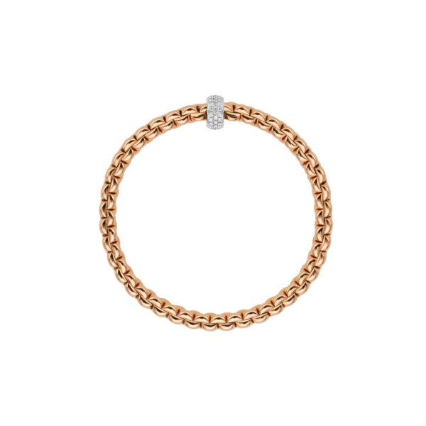 Fope Flex It Armband Eka Kollektion in Rosé- und Weißgold mit Diamantpave