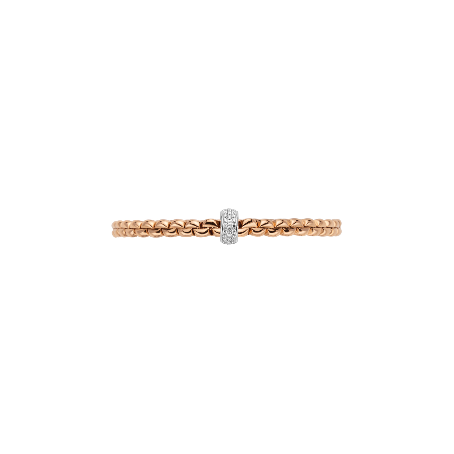 Fope Flex It Armband Eka Kollektion in Rosé- und Weißgold mit Diamantpave