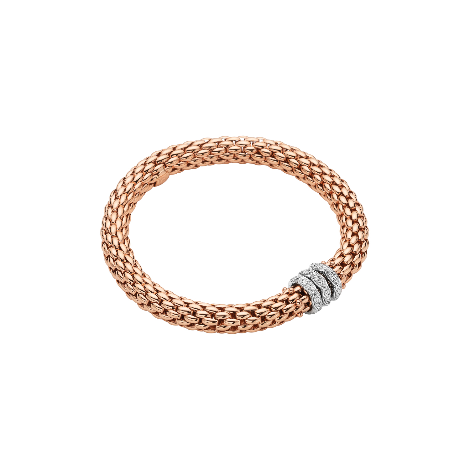 Fope Love Nest Collection Flex It Armband in Rose und Weißgold mit Diamanten Pave