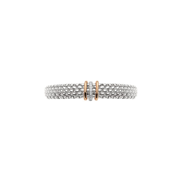 Fope Flex It Panorama-Armband aus Weiß- und Roségold mit Diamanten