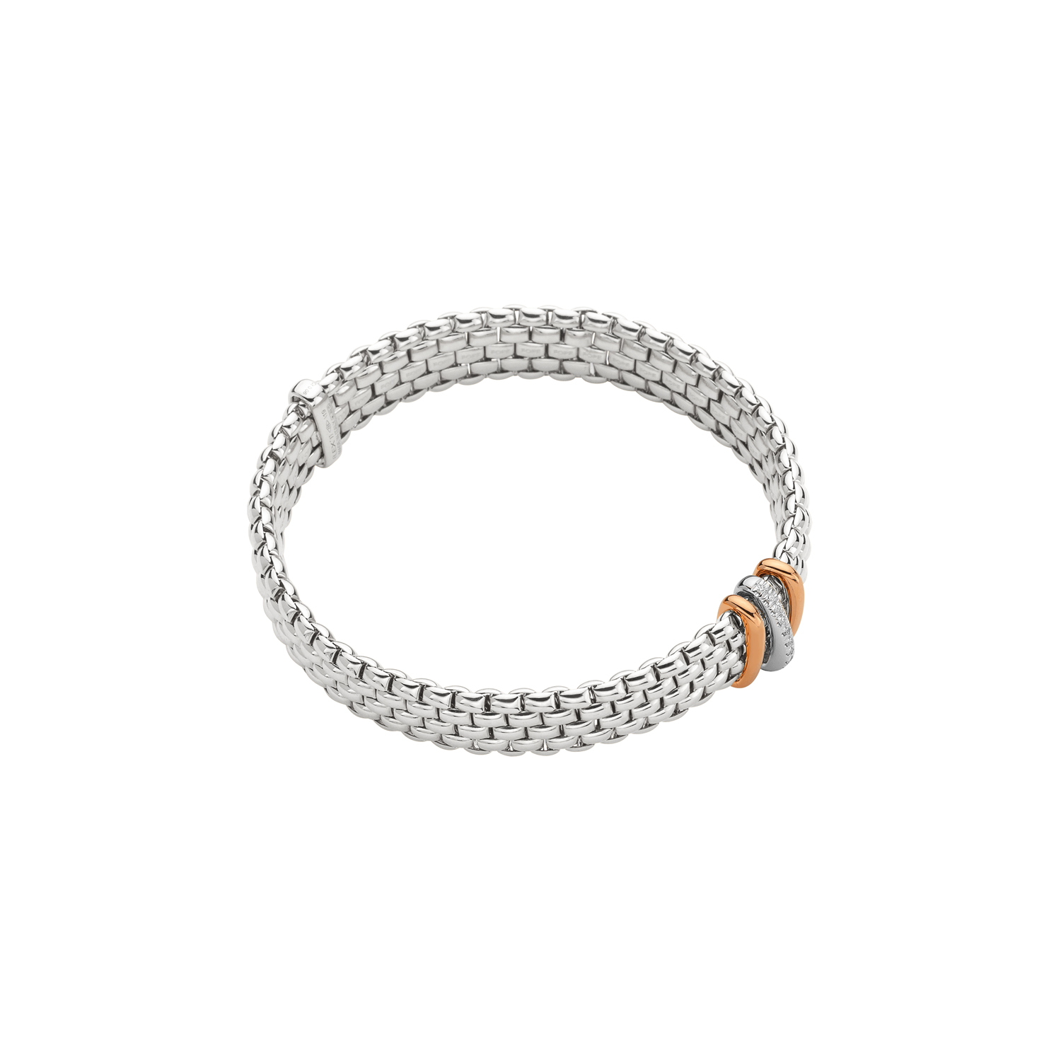 Fope Flex It Panorama-Armband aus Weiß- und Roségold mit Diamanten