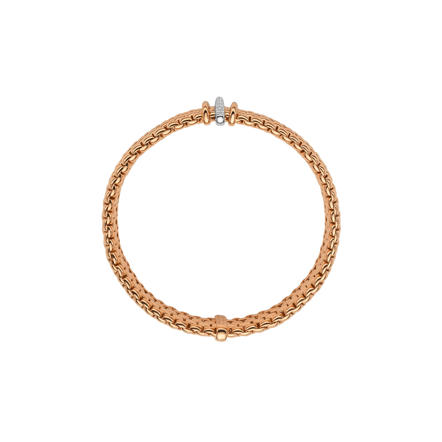 Fope Flex It Panorama Bracelet in White and Rose Gold with Diamonds